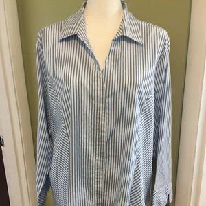 Lee Riders Blue Stripe Shirt Blouse Top Cotton size 1X